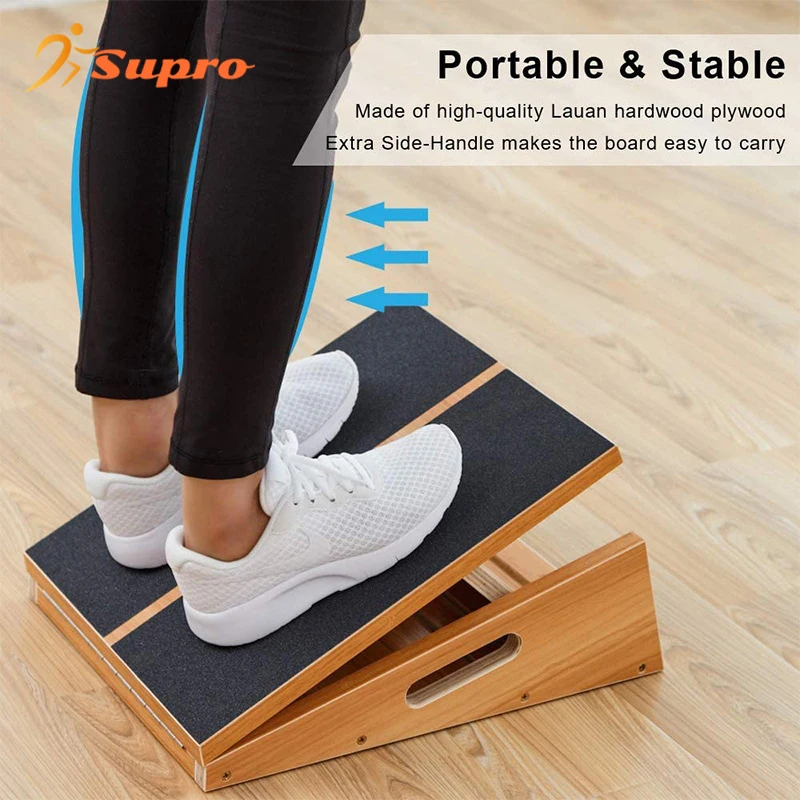 Adjustable Wooden Calf Stretcher Slant Board – Incline Trainer For Gym & Yoga
