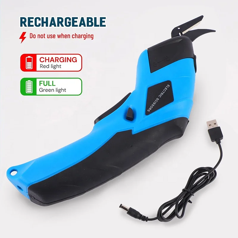 Cordless Electric Scissors Rechargeable Powerful Shears Cutting Tool for Fabric Cardboard Carpet Leather Felt with Charger