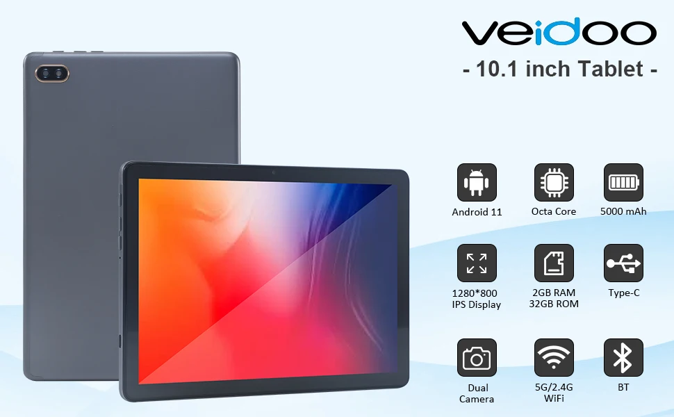 Veidoo Android 13 Tablet 10 inch IPS Display 8GB 4GB Expand RAM 128GB ROM  Octa Core WIFI 6 Tablet Pc with 2.5D Glass Screen| Alibaba.com