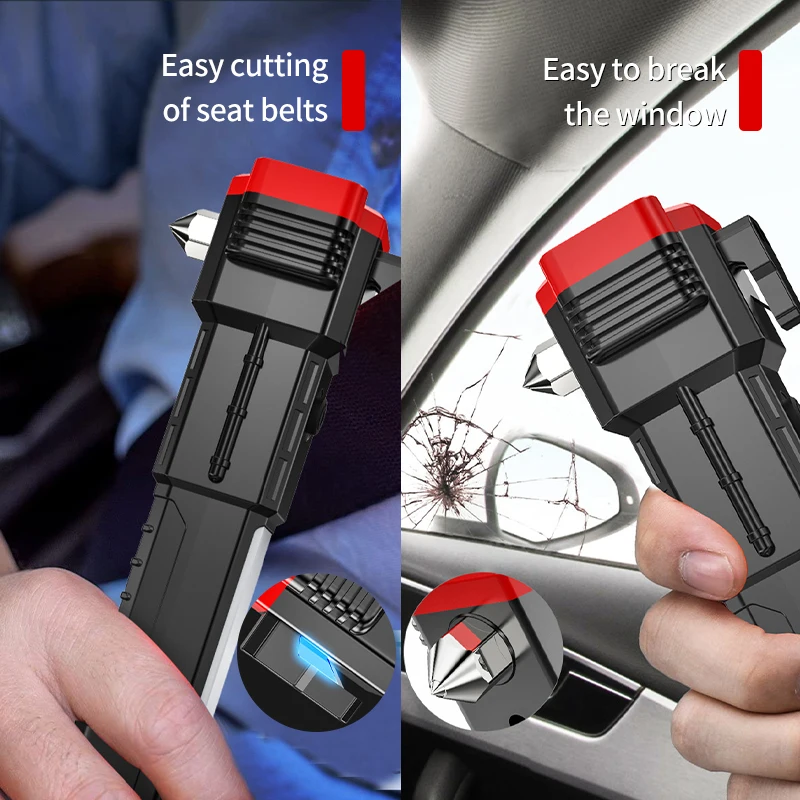 Function Usb Rechargeable Led Flashlight Safety Torch Window Breaker and Seatbelt Cutter Flashlight