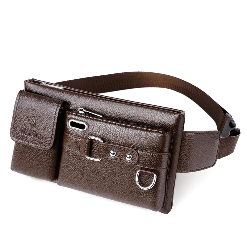 Mens Leather Belt Bag, Leather Multifunction Belt Bag