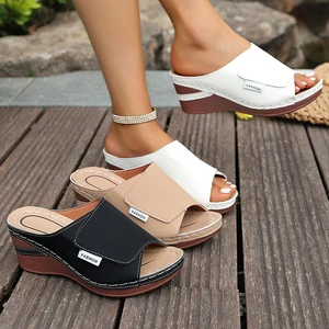 Women's Stylish Wedge Heel Soft Soled for Slippers Wholesale Casual Sandals Shoes in Big Size Fashion Trend for Summer
