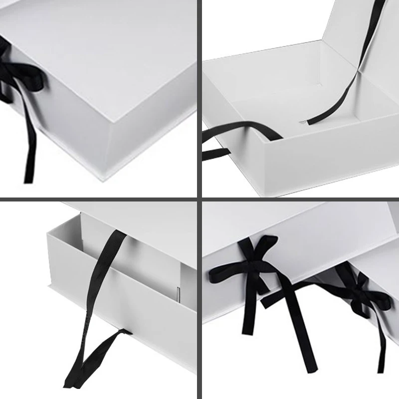 Custom Luxury White Magnet Flap Clothing Paper Box Foldable Magnetic ...