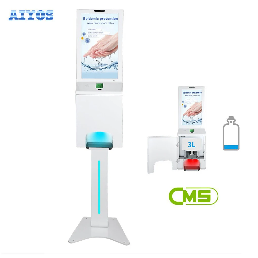 [New patented product] 21.5″ LCD advertising player hand-wash automatic soap hand dispenser floor standing kiosk