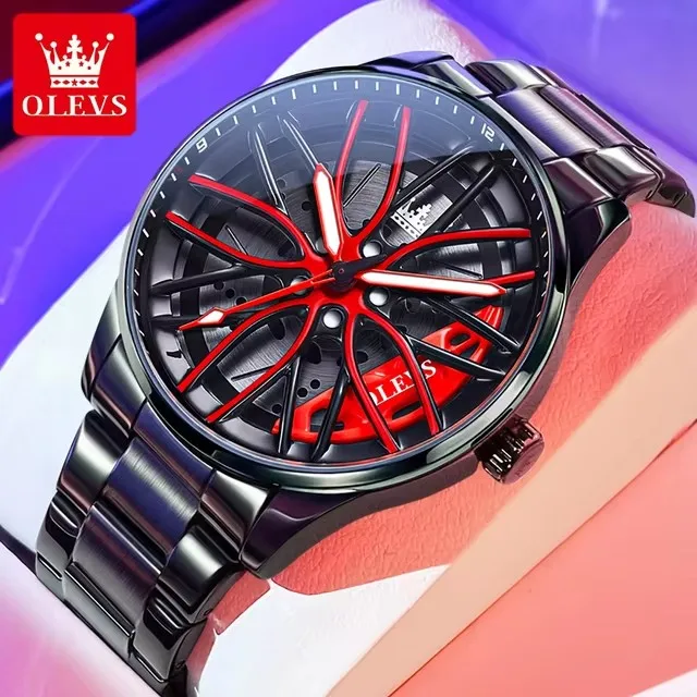 Olevs 9937 Unique Waterproof Quartz Men's Watch with 3D Hollow