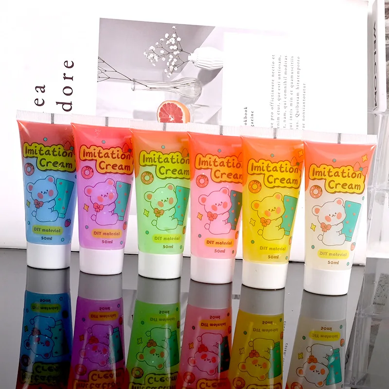 Whipped Cream Glue DIY Mobile Phone Case Kit 50ml 6-Color Simulation Cake Clay Materials Unisex Decorative Modeling Accessories