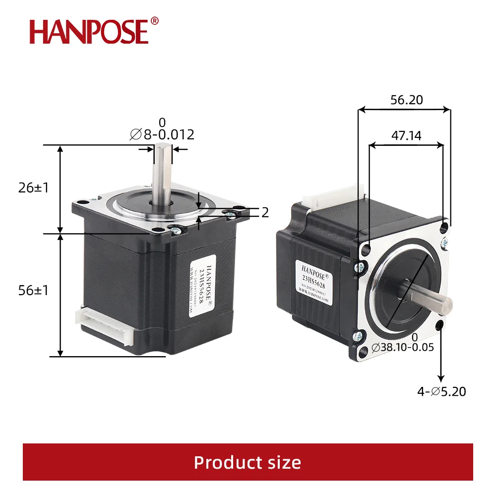 HANPOSE Nema23 Motor High Torque Motor for 3D Printer Accessories 23HS5628  2.8A 126N.CM D-6.35MM 24v Nema 23 Stepper Motor