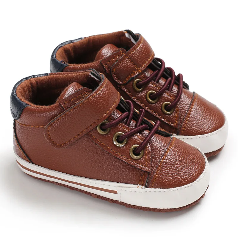 Simple Style PU Leather Soft Sole Personality Baby Boy Shoes in Bulk
