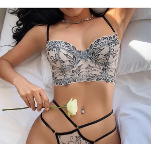 2025 New Arrival Women's Sexy Lingerie Set Hot Sales Mature High Quality See-through Mesh French Style Underwear