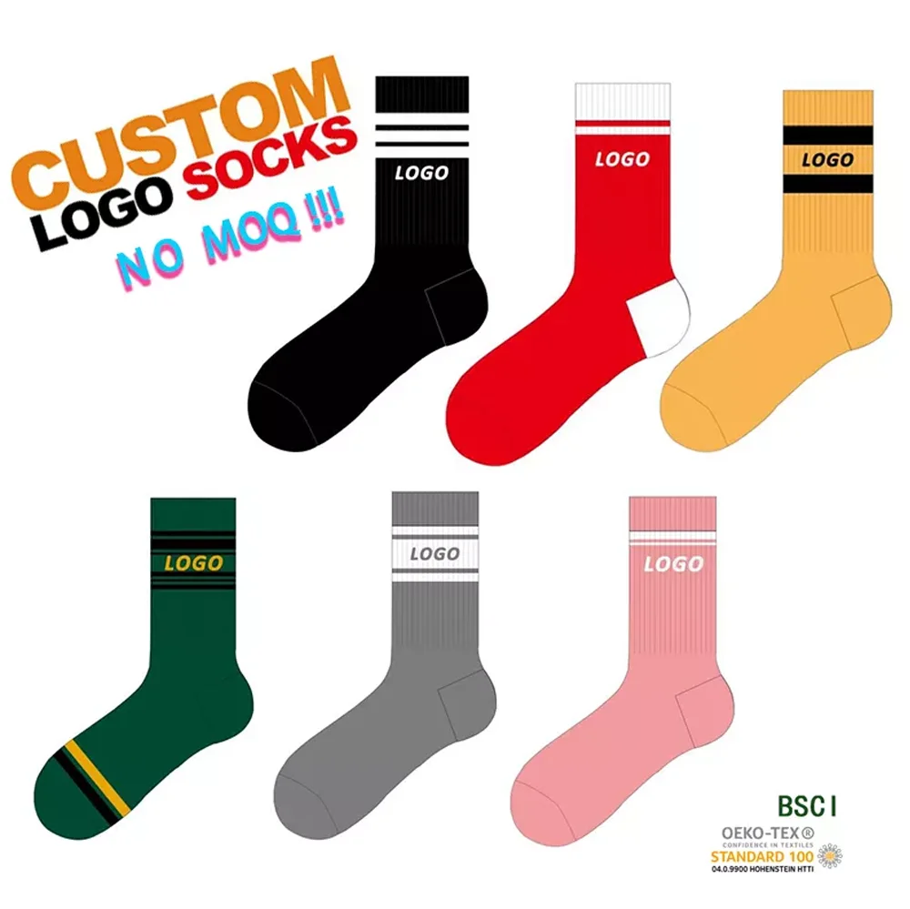 Custom Socks Factory Custom No Minimum Order High Quality Cotton White Socks Custom Socks With logo