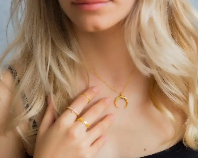 Shop Our New Fashion 18k Gold Plated Half Moon Necklace