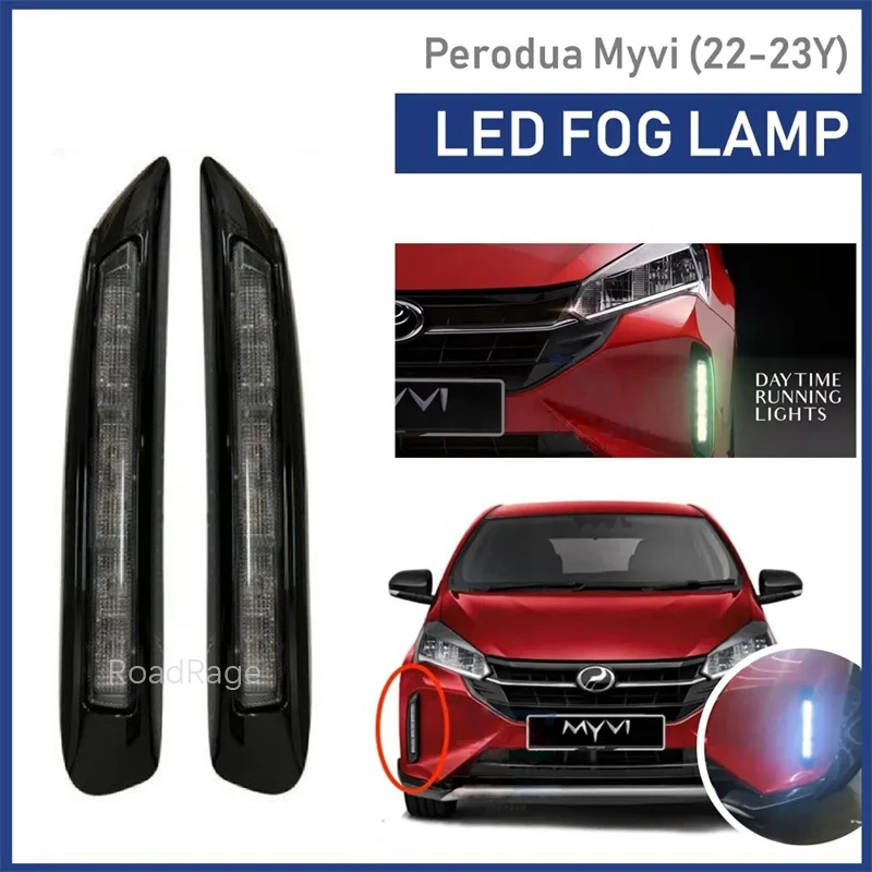 NEW LED Daytime Running Light for Perodua Myvi G3 Facelift 2022 2023 2024 DRL with Turn signal Fog Light Daylight Driving Lamp
