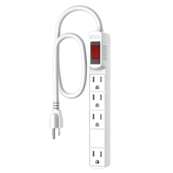 ETL Listed Small  White 15A 125V 1875W 90 Joules Surge Protector 4 Outlet With Wide Space Power Strip