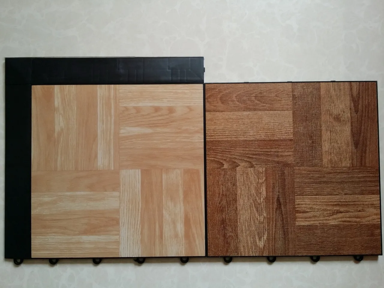 Plastic Interlocking Dance Floor Tiles Wood Texture Look Vinyl Flooring