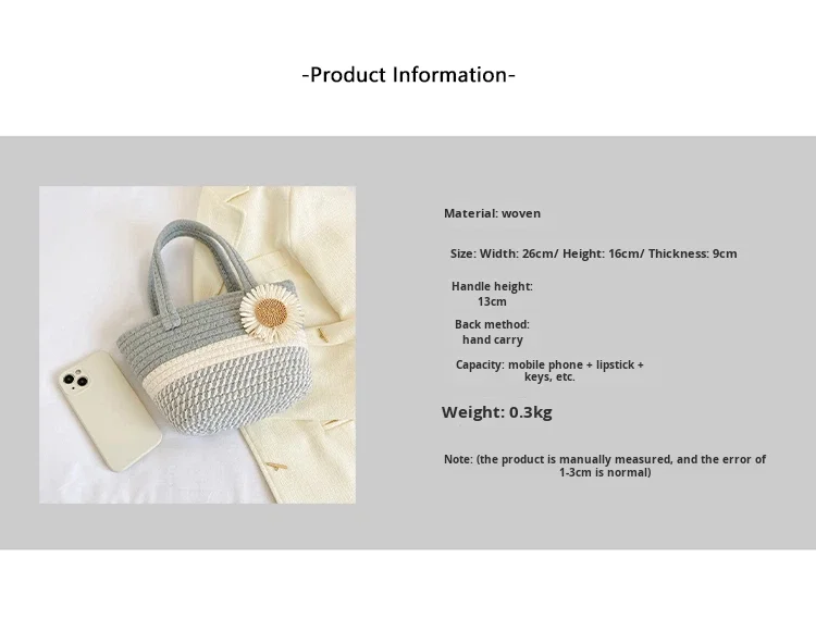 Handwoven Straw Shoulder Bag for Women Summer Beach Tote with Bow Flower Decoration Custom Logo Fashion Weaving Bag