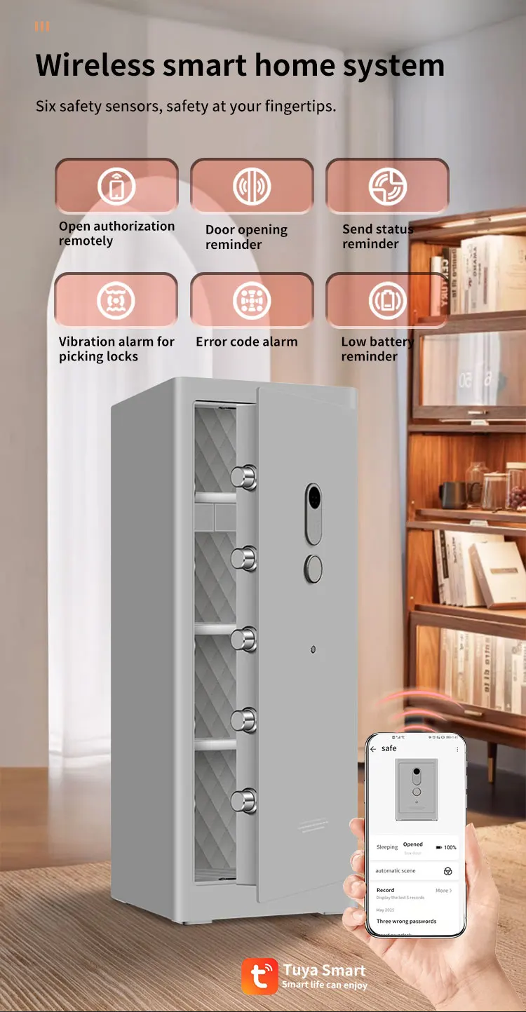 CEQSAFE Wi-Fi Anti-Theft Steel Fireproof Home Office Safe with Intelligent Alarm Fingerprint & Simple Password Key Lock supplier
