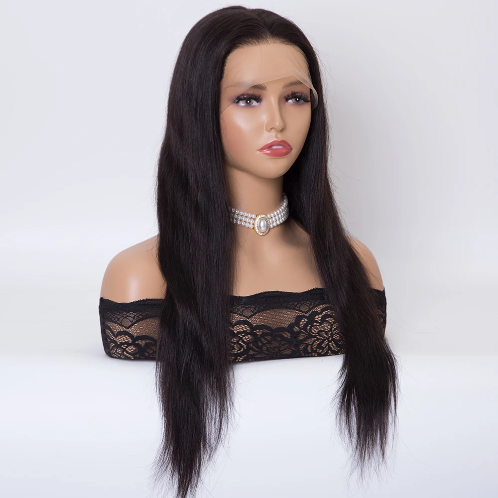 18 inch natural black color HD full lace wigs human remy hair wigs for women