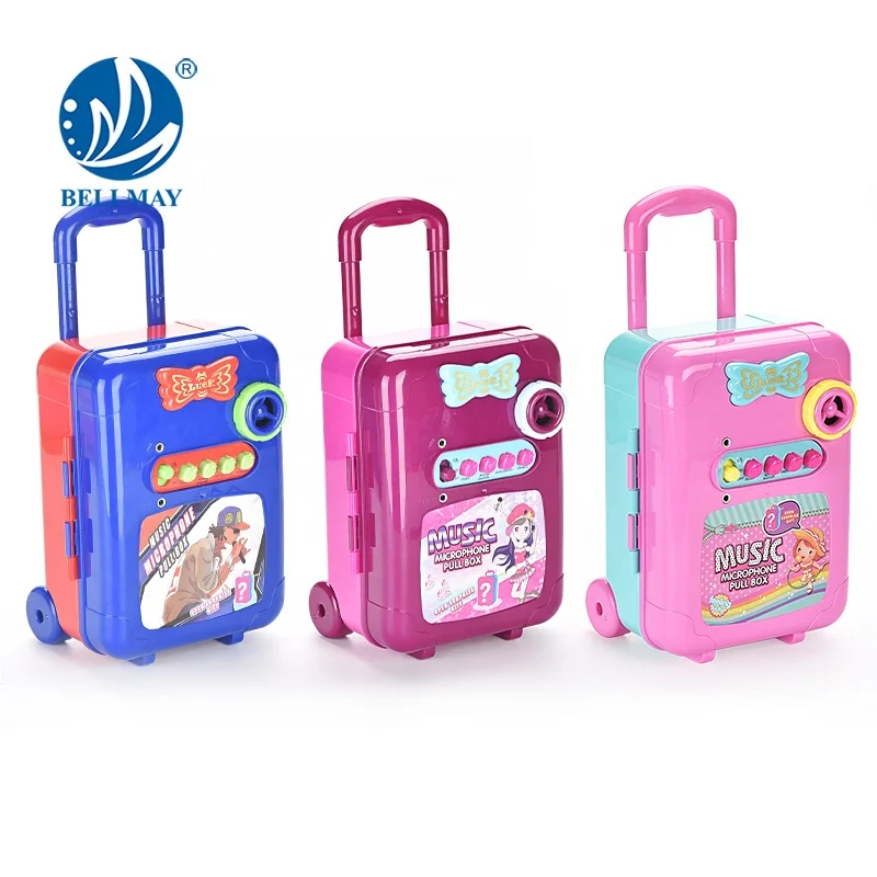 Многофункциональный Детский динамик Bemay, игрушечный чемодан, игрушка для ролевых игр + музыкальный + инструмент, микрофон для пения, тянущаяся коробка для детей