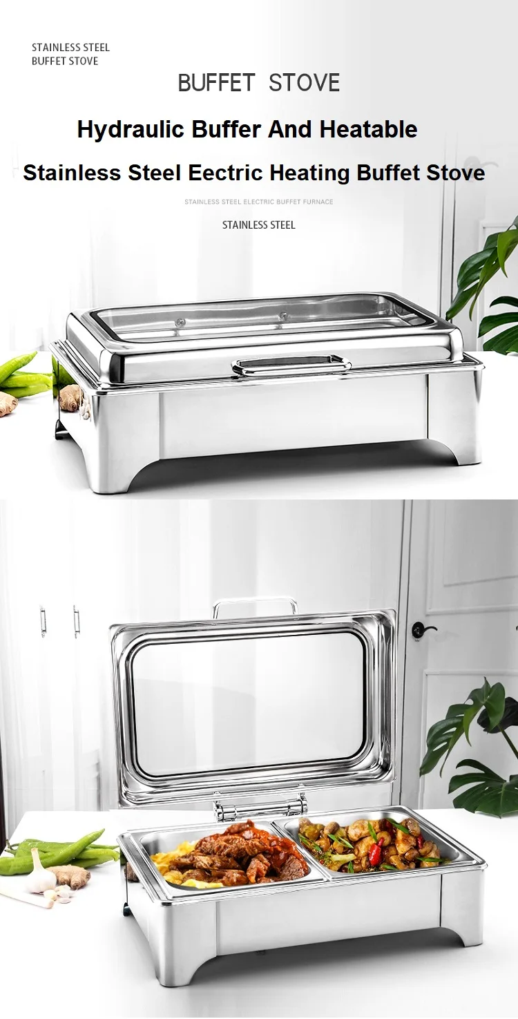 Rectangle Chafing Dish Electric Buffet Stove Stainless Steel Chafing Dish With Alcohol Stove For