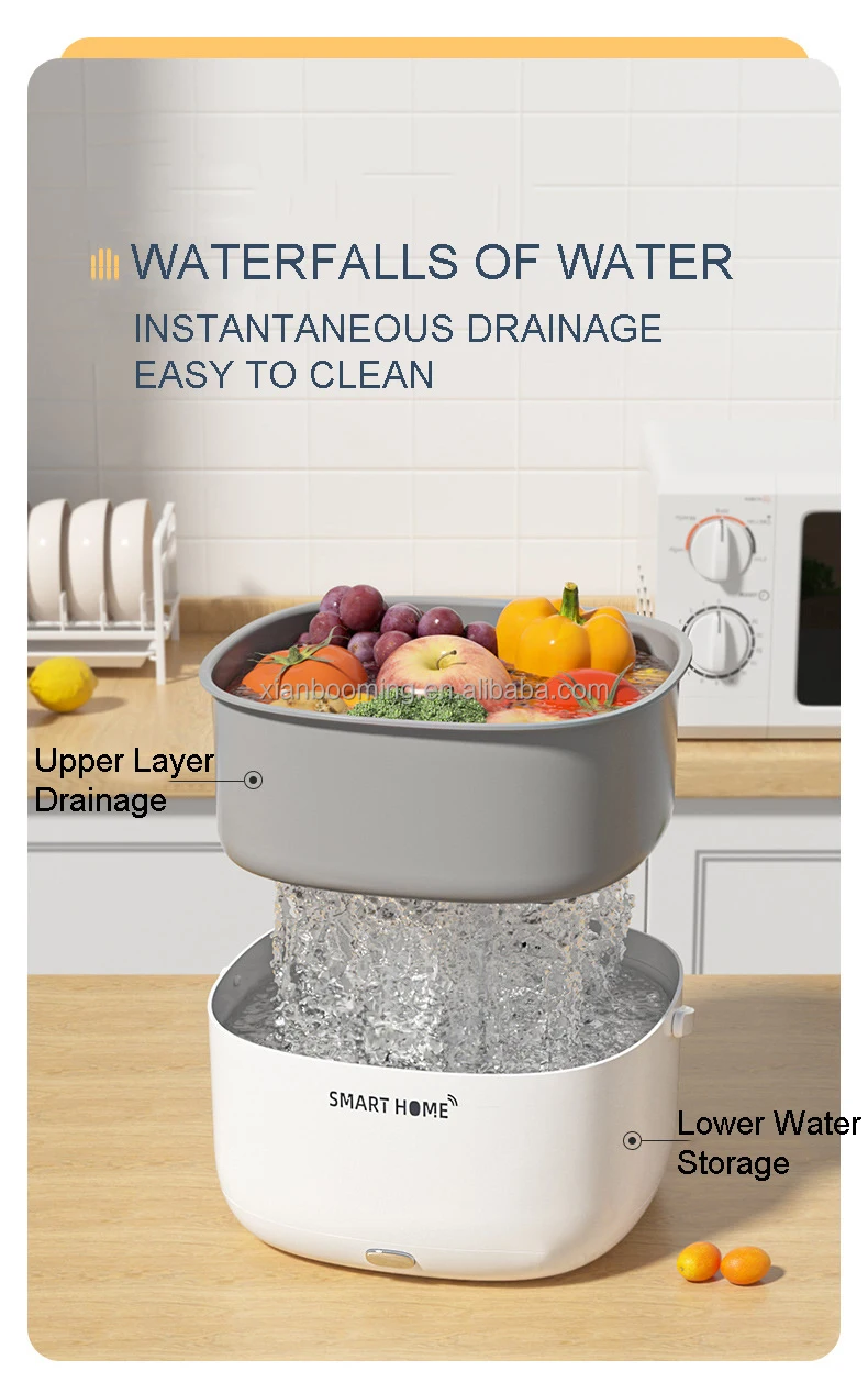 Ultrasonic Vegetable And Fruits Washing Basket Fruit Vegetable Washing