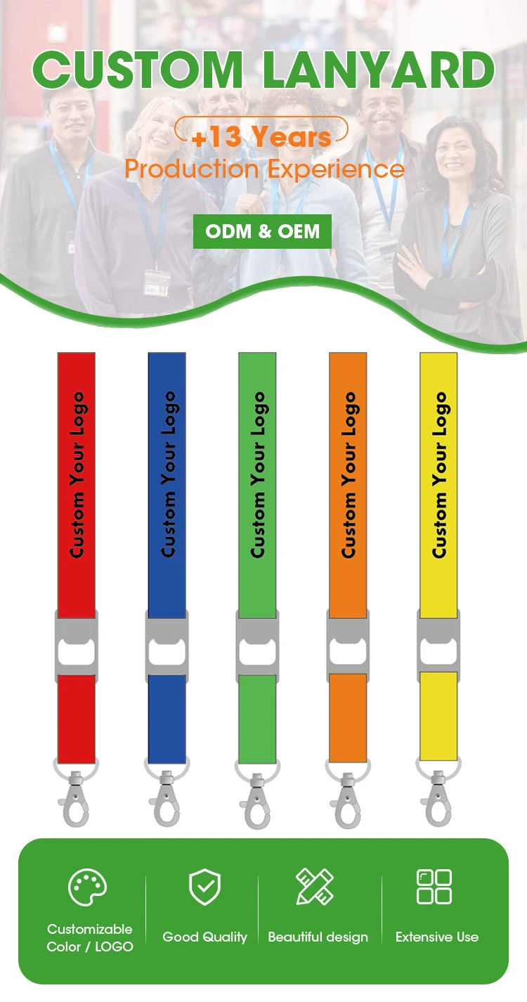 Wholesale Custom Promotional Polyester Bottle Opener Lanyard With Logo