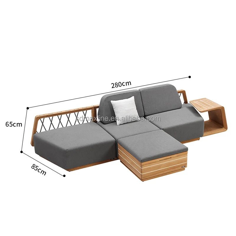 Modern Teak Wood Furniture With Cushions Sofa Set Living Room Sectional