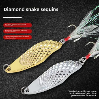 Horse Mouth Sequins Lure Fake Bait Leech Beak Bass Black Fish Reinforced Spoon Single Hook Zinc Alloy Lure Minnow Artificial – Metal Jig – view 4