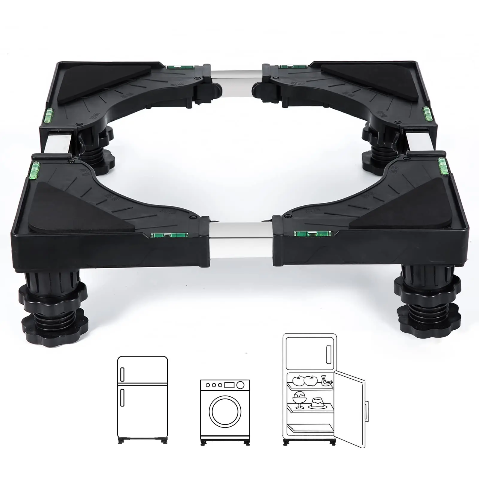 Nefish Mini Fridge Stand Universal Stand Base Adjustable Refrigerator Stand with 4 Strong Feet Washing Machine Base for Dryer
