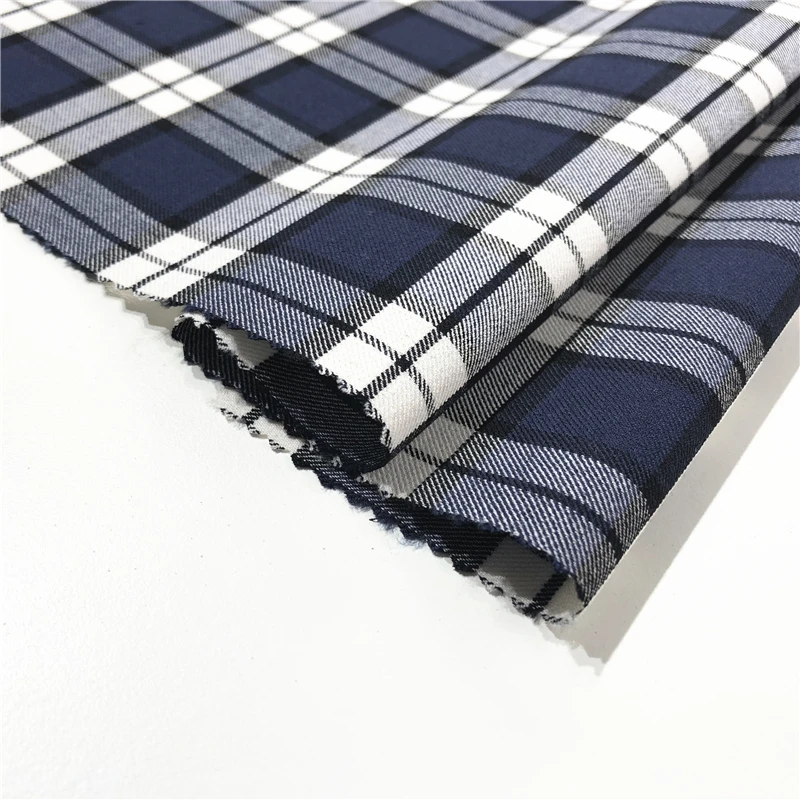 Ткань тартан из переработанного полиэстера, вискозы, спандекса для платья