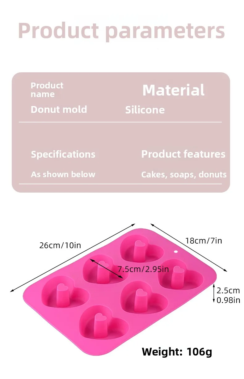 Heart-Shaped Donut Mold Food Grade Silicone Baking Pan for Cookie Rice Cake Spot Cake Cake Tools factory