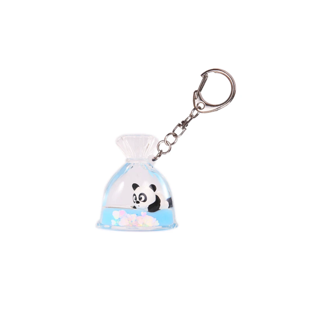 Floating Keychain with 3D Floater Purse Shape Wholesale Custombglitter Liquid Oil Water Keyring Lucky Bag