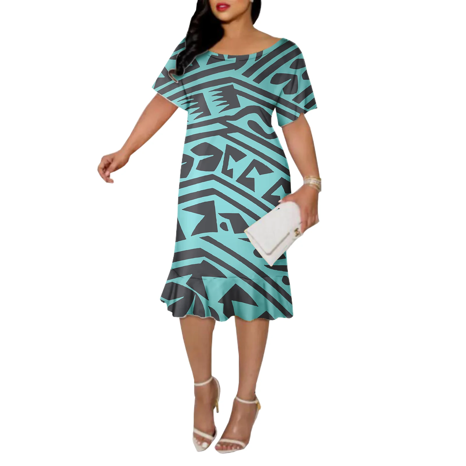 casual fishtail dress Wave Elegance Maxi Dress SXL
