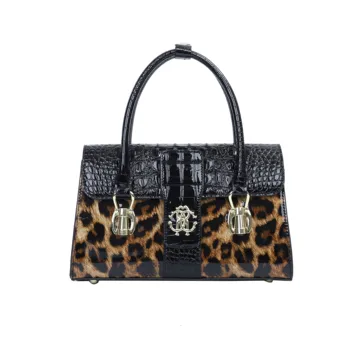 Chinese High Quality Light Luxury Mom Bag Genuine Leather Weekend Travelling Leopard Printing Handbags