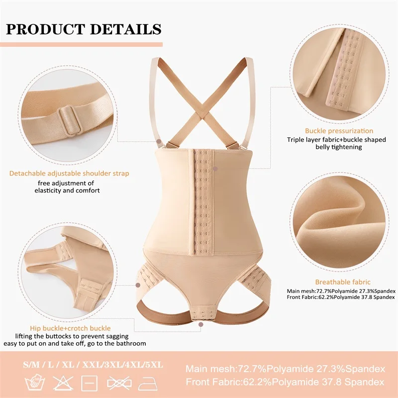 Women Tummy Control Panties Shaper Shoulder Strap Trainer Butt Lift Pull Body Corset Shaping Underwear Waist Trainer Shapewear details