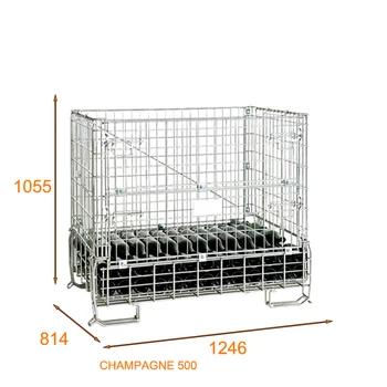 Champagne Sparkling 500 Bottles Wire Mesh Collapsible Bin Container for Wine Storage