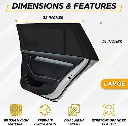 Adjustable Elastic Polyester Car Window Shade Wholesale Heat and UV Protection for Baby Fabric Side Windows Cover