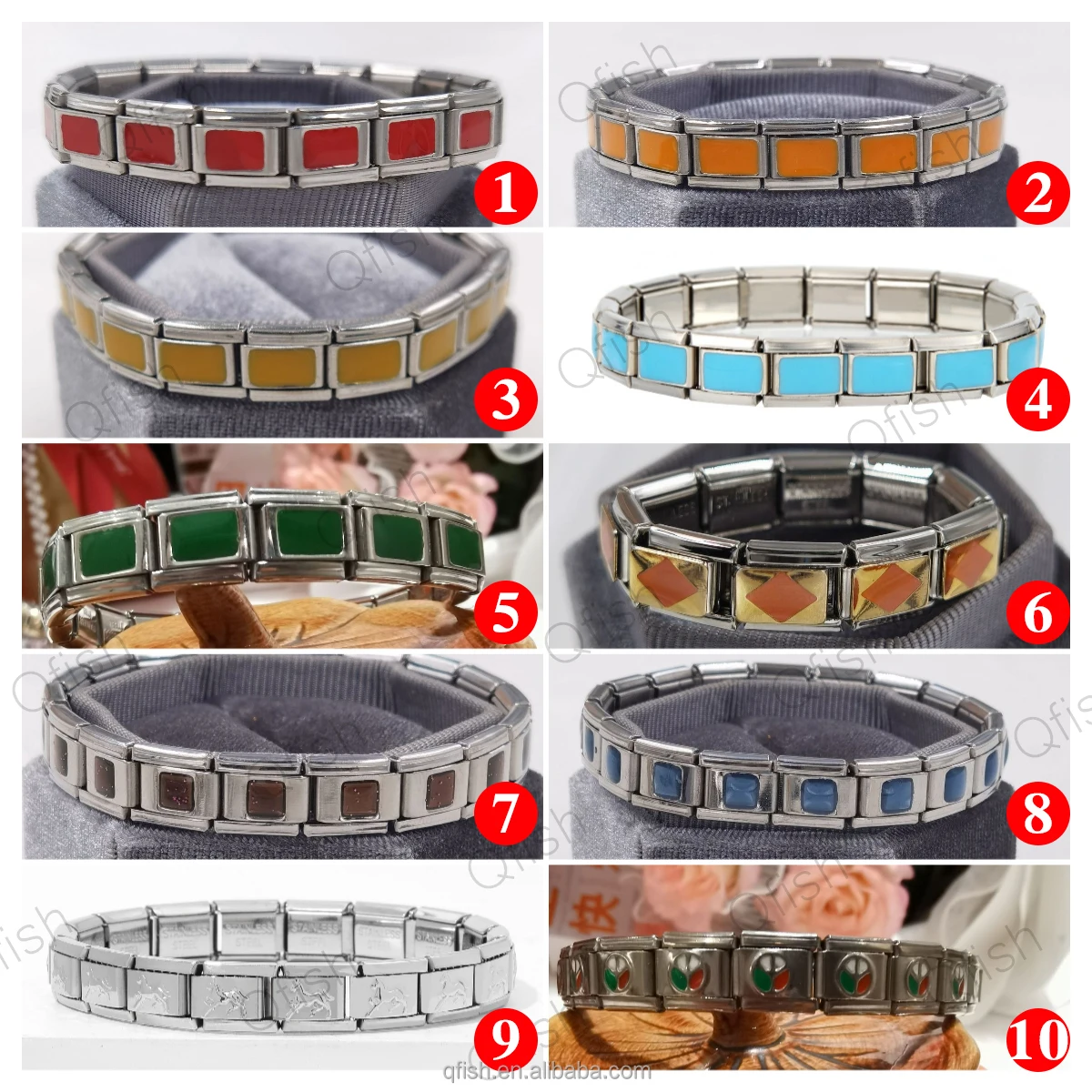 2023 Wholesale 9mm Stainless Steel Women Men Patten Mixed Lot Charms