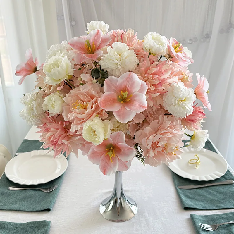 product hot sale large pink artificial flower ball high quantity customizable for wedding centerpiece party guide decorations-55