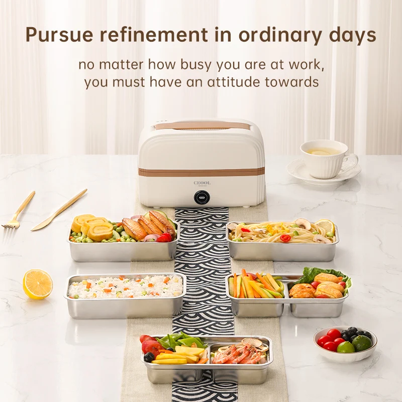 Factory Direct Supply Smart 1L Convenient Healthy Mini Cute Electric Heating Lunch Box Portable Food Rockpot Electric Lunch Box