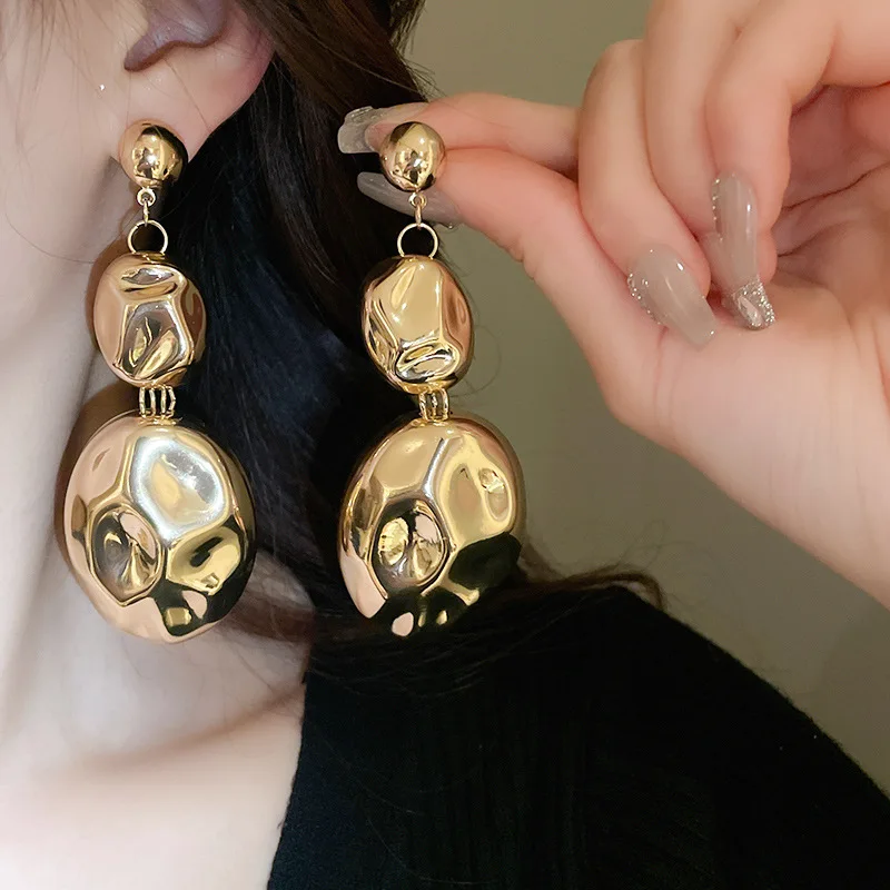 New Arrival Metal Oval European and American Style Accessories Necklace and Earrings Set for Women