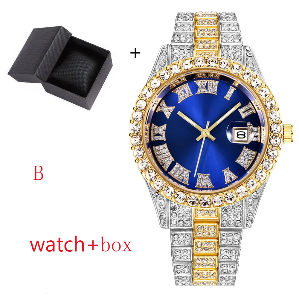 SL68 Men Quartz Watch Relogio De Quartzo Masculino Aco Inoxidavel Banhado a  Ouro Relogio Hip Hop Full Diamonds Para Homens - Main Image