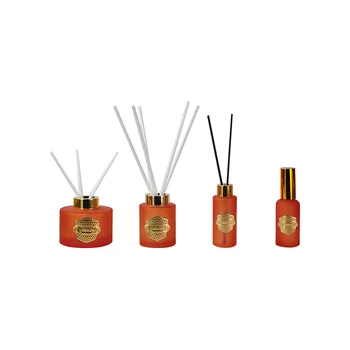 Orange Wholesale Luxury Scenting Reed Diffuser Bottle Luxury Glass Bottle Home Room Scent Fragrance Reed Diffuser Gift Set