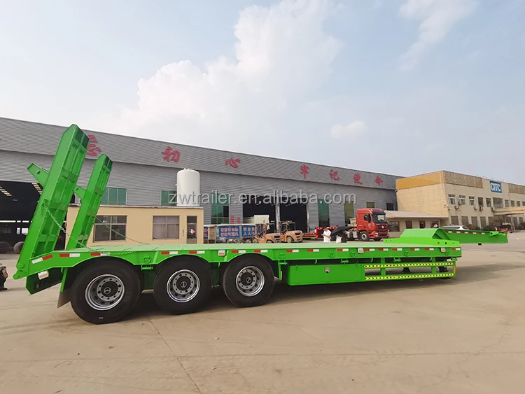 Zw Brand Manufacture New 3 Axles 60100 Ton Lowboy Semi Trailer Lowbed