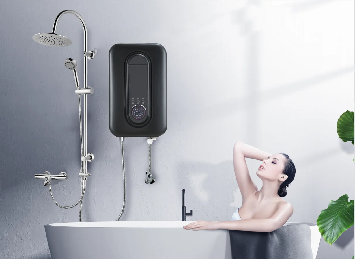 High Quality 4500W 220V Button Control Tankless Water Heater Instantaneous Geyser Shower with Pump