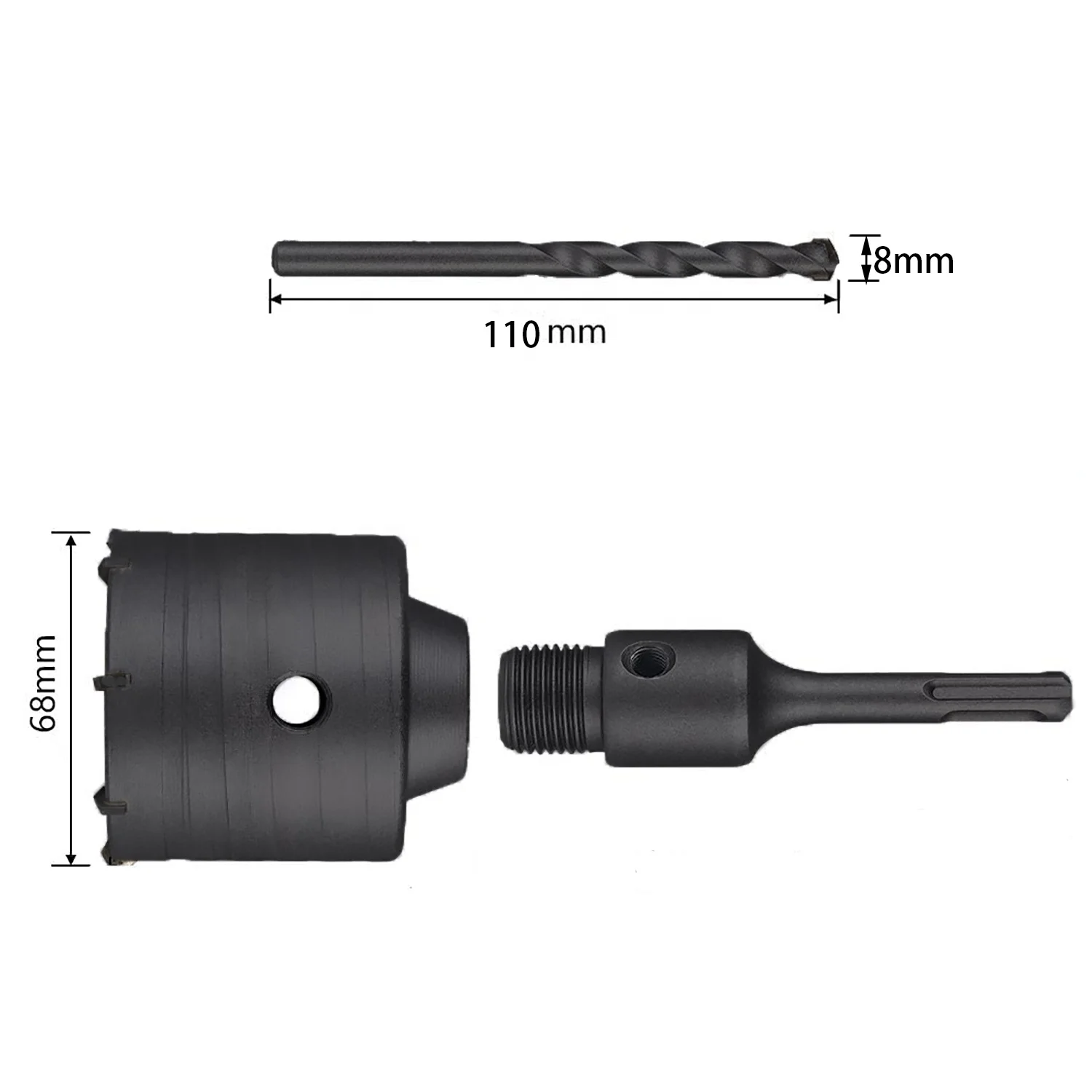 Sds Plus Shank Masonry Hole Saw Cutter Wall Drill Bit Kit,Cutting Dia