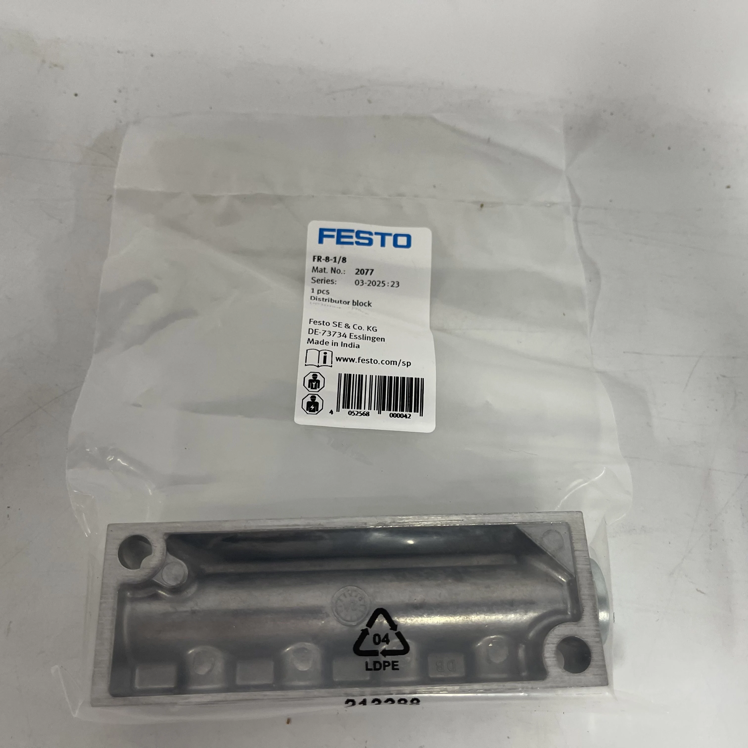 FESTO Pneumatic Distributor Block FR-8-1/8 2077 FESTO Pneumatic Distributor Block FR-8-1/8 2077