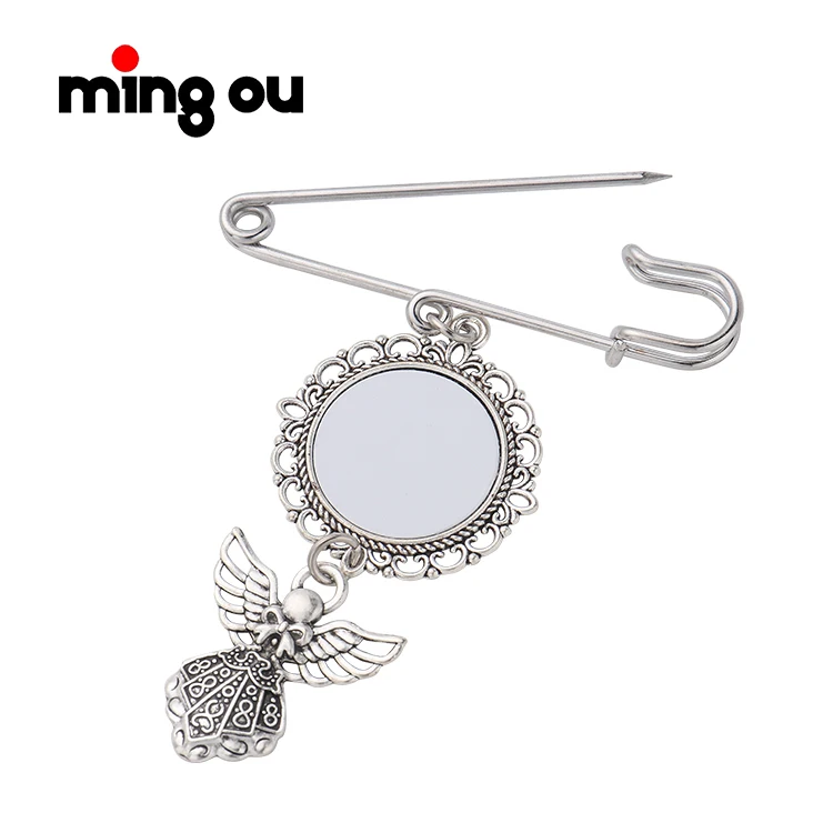 DIY Custom  Brooch Sublimation Metal Brooch with Angel wings