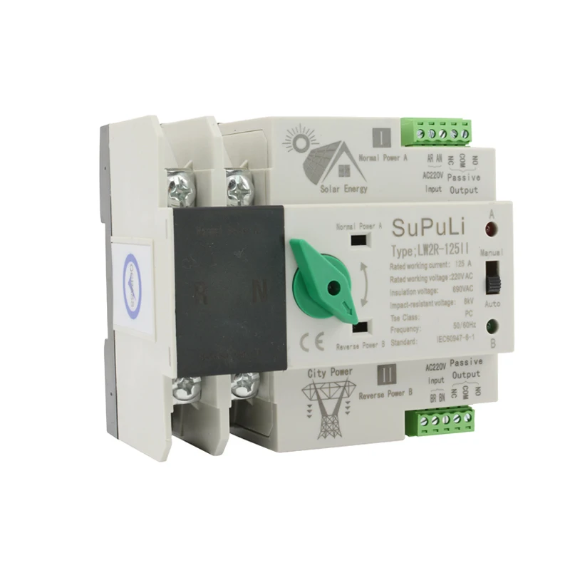 ATS 2pole 100A AC 220V Solar Inverter - Dual Power Controller