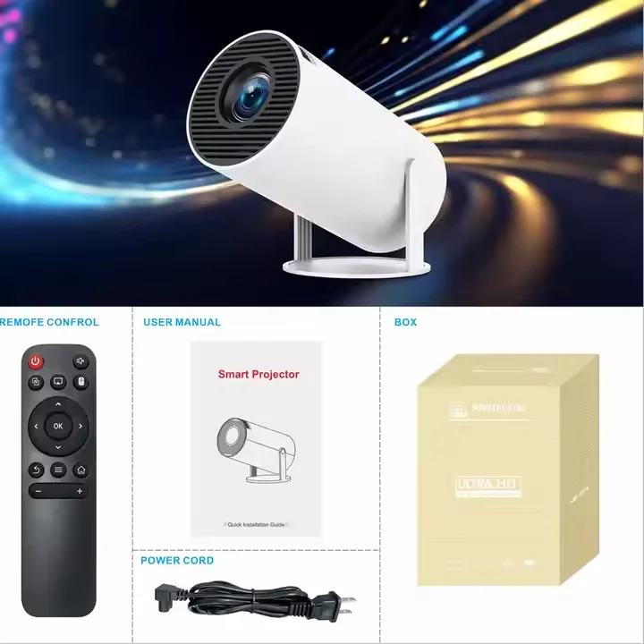 Transpeed 4K Wifi6 HY300 Pro Projecteur Android 11 150 ANSI Lumens Double WIFI BT5.0 720P Home Cinéma Projecteur Portable Extérieur