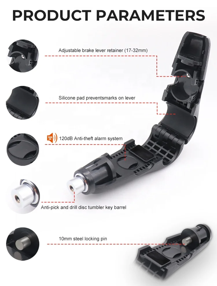 Высококачественный стопорный рычаг велосипеда 120 дБ Противоугонный замок для электровелосипеда